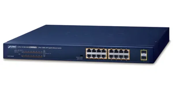 Planet GSW-1820HP / Switch / 16x Gigabit RJ45 / 2x SFP / PoE 802.3at 240W / VLAN (GSW-1820HP)