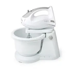 Nedis KAHM110CWT biela / Ručný mixér / 200 W / 5 rýchlostí + turbo / misa / 2 háky na cesto / 2 šľahače (KAHM110CWT)