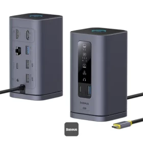 Baseus Spacemate 10v1 Dokovacia stanica šedá / USB-C / 2x USB-A / 2x HDMI / PD 100W (B00568102813-00)