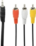 Gembird Jack 3.5mm 4-pin - 3x RCA čierny / AV kábel / 2 m (CCA-4P2R-2M)