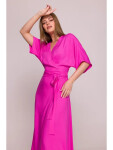 Dámske zavinovacie šaty S406 Tmavo ružová - Stylove XL fuchsie