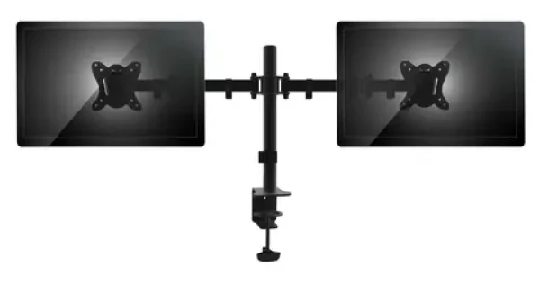 Equip čierna / Stolný držiak pre 2 monitory / 13-27" / VESA 75x75-100x100 / nosnosť 2x8 kg / výškovo nastaviteľný (650152)