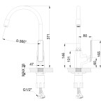 INVENA - Drezová batéria Ligaria s elastickým výtokom, čierna BZ-39-004-L
