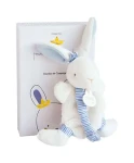 Doudou Darčeková sada - Hračka s úchytom na cumlík králiček 15 cm modrý