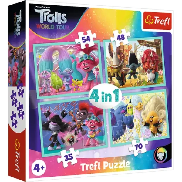 Trefl - Puzzle - Trollovia 2: Svetové turné 4v1