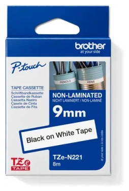 Brother TZE-N221 biela/čierna / Páska do tlačiarne štítkov / 9 mm / 8 m / nelaminovaná (TZEN221)