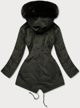 Dámska zimná bunda parka v khaki farbe s kapucňou (b531-11) odstíny zelené XL (42)