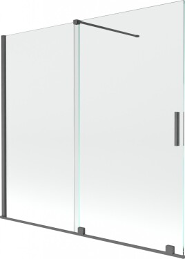MEXEN/S - Velar Dvojkrídlová posuvná vaňová zástena 170 x 160, transparent, šedá kartáčovaná 896-170-000-01-66