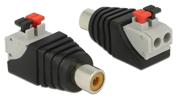DeLock Terminal Block 2 Pin - Cinch (F) / Redukcia / RCA / s tlačidlom (65565)