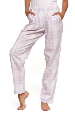 Pyžamové nohavice Moraj biely ružový flanel růžová
