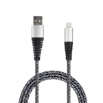 2GO strieborná / Nabíjací a dátový kábel / USB-A na Lightning / 1 m / nylon (795952)