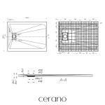 CERANO - Sprchová vanička obdélníková Gusto - SMC/minerální kompozit - strukturovaná černá matná - 120x90x3 CER-414722