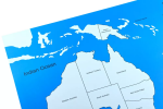 Moyo Montessori Moyo Montessori Kontrolná mapa - Austrália Nová - s popiskami