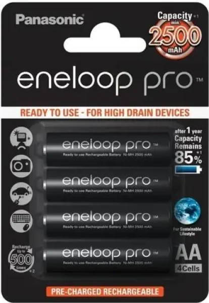 Panasonic Eneloop Pro Nabíjacie batérie AA 2500mAh / Ni-MH / 4ks / Blister (BK-3HCDE/4BE)