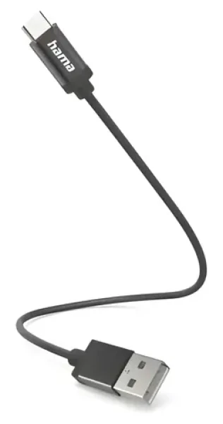 HAMA Kábel USB-A - USB-C 0,2 m čierna / Nabíjací kábel / nylon / 480 Mbit/s (00201600)