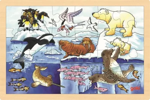 GOKI Drevené puzzle Arktické zvieratá