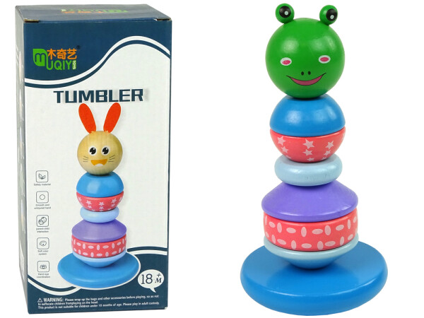 Mamido Drevená vzdelávacia pyramída Zelená vyvažovacia veža žaba