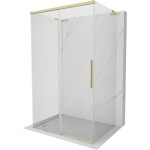 MEXEN/S - Rox-3S L sprchový kút 3 stenný, posuvný 110 x 80, transparent, zlato kartáčovaná 8C2L-110-080-55-00-3S