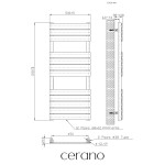 CERANO - Koupelnový radiátor Claude - boční připojení - 575 W - bílá lesklá - 1200x500 mm CER-451080
