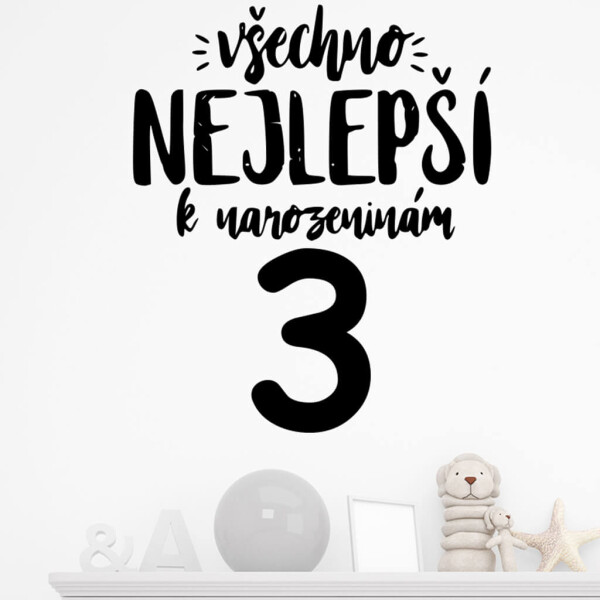 Veselá Stena Samolepka Všetko najlepšie Farba: černá, Veľkosť: 100 x 83 cm