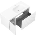 MEXEN/S - Rivel kúpeľňová skrinka 100 cm s umývadlom Vela pravá, 1S, 1D, reliéf, biela mat 91A23-10047-3-BBFF01-W23P01