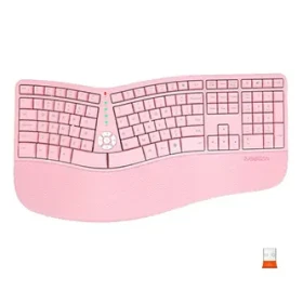 Meetion DirectorW ružová / Ergonomická bezdrôtová klávesnica / US layout / 2,4 GHz / USB-C nabíjanie (DirectorW)