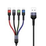 USAMS SJ413 U26 3M / Nabíjací kábel / 4v1 / 2A / 2x Lightning, microUSB, USB-C / opletený (SJ413USB01)