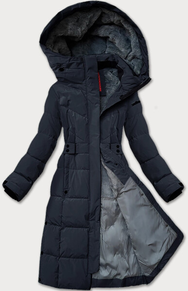 Tmavomodrá dámska zimná bunda s opaskom LHD (LHD-24575) odstíny modré XXL (44)