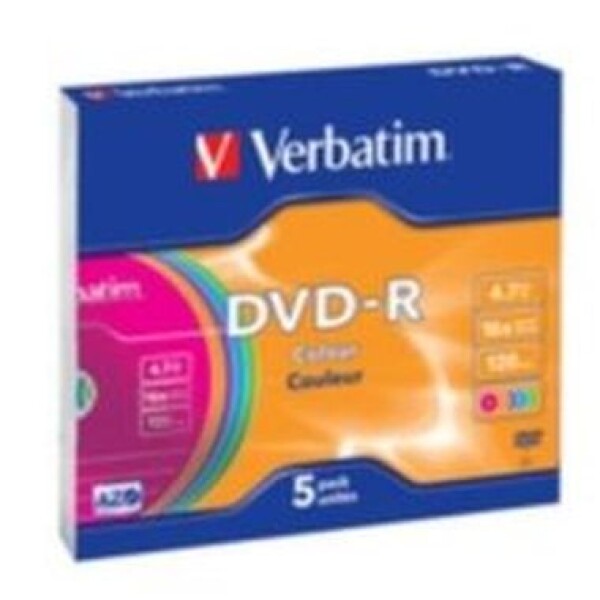 Verbatim 5ks DVD- R 4.7GB 16x (farebné) / SlimCase (43557)