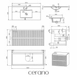 CERANO - Kúpeľňová skrinka Carole + keramické umývadlo Todo - biela matná ryhovaná - 101x50x46,5 CER-089389