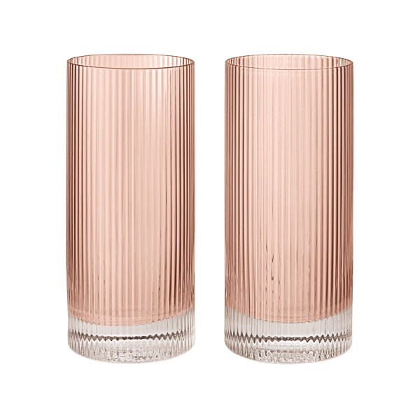 Ferm Living Vysoké sklenice Ripple Blush 480 ml – set 2 ks