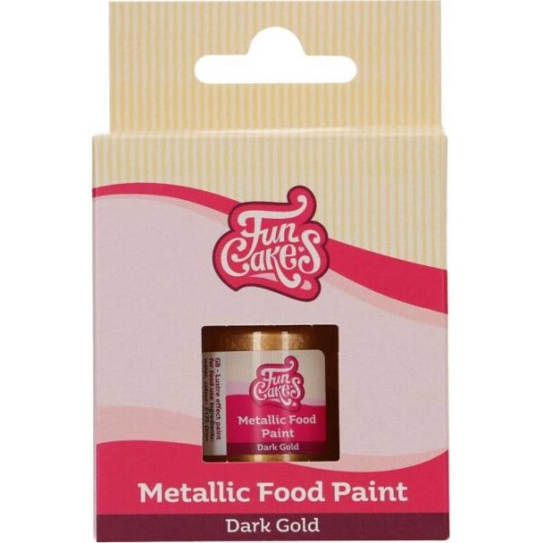 Metalická farba dark gold, 30 ml - FunCakes - FunCakes