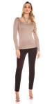 Trendy KouCla sweater with neck lacing rivets Einheitsgroesse