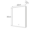 SAPHO - PIRI zrkadlo s LED osvetlením 60x80cm, dotykový senzor, 2700-6500K PR600S