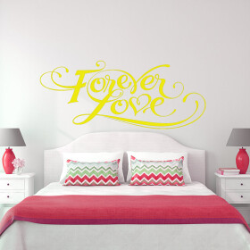 Veselá Stena Samolepka Forever love Farba: žlutá, Veľkosť: 60 x 26 cm