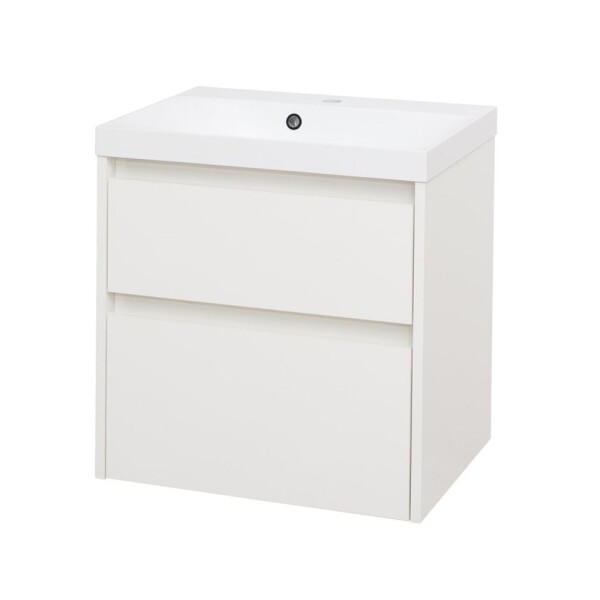 Mereo Opto, kúpeľňová skrinka s umývadlom z liateho mramoru 61 cm, biela CN910M