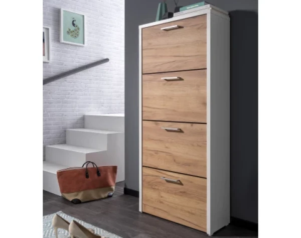 Botník Fulda, biela/medový dub, výška 152 cm%