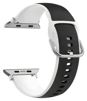 Beline Silico Leather čierno-biela / Remienok pre Apple Watch / 42/44/45/49 mm / silikón/eko-koža