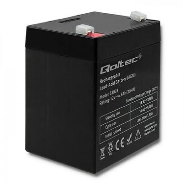 Qoltec batéria AGM 4.5Ah / 12V / max.1.35A (53033)