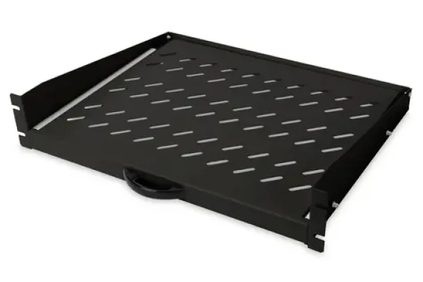 Digitus DN-19- TRAY-2-450-SW čierna / Výsuvná polica / 19" / 2U / nosnosť 30 kg / hl. 450 mm (DN-19-TRAY-2-450-SW)