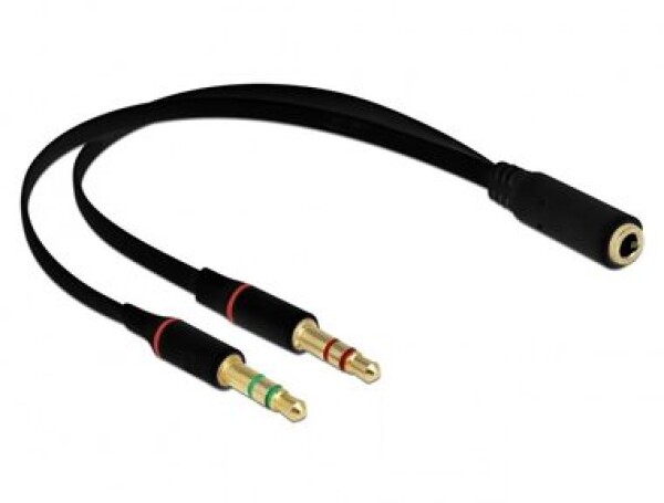 DeLock Náhlavný adaptér 1 x 3.5 mm 4 pin Stereo jack (F) na 2 x 3.5 mm 3 pin Stereo jack (M) 0.2 m čierna (65967)