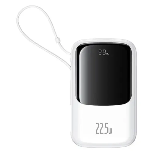 Baseus Qpow Pro+ 10000mAh 22.5W s káblom USB-C biela / Powerbanka / 2xUSB-C / 1xUSB-A (P10067101213-00)