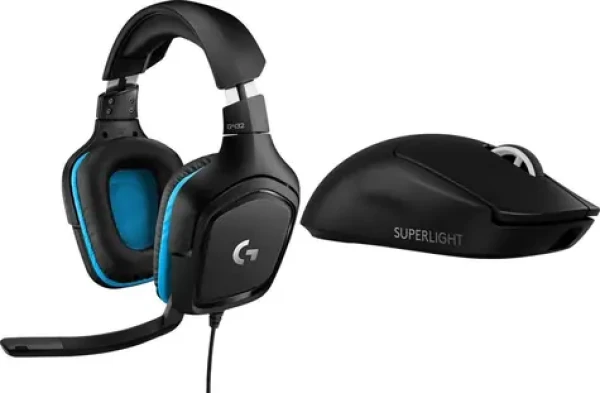 Logitech G432 modrá + G PRO X SuperLight 2 / Herný set / Slúchadlá + bezdrôtová myš / 32000 dpi