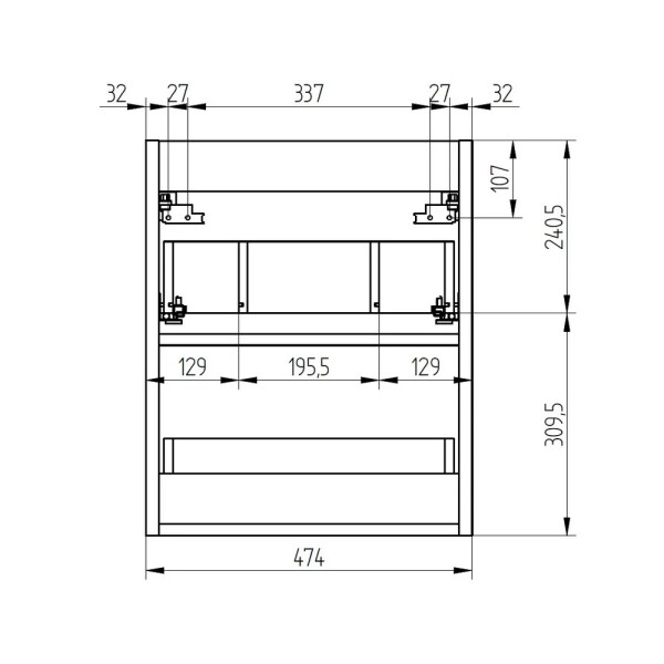 Mereo Leny, kúpeľňová skrinka s keramickým umývadlom 50 cm, biela, nové madlo CN810N