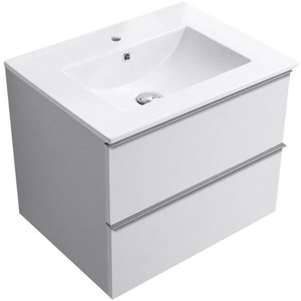 CERANO - Kúpeľňová skrinka Velora - biela matná, úchytka chróm + keramické umývadlo Todo - 71x55x46,5 CER-664870