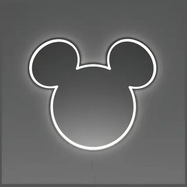 Yellowpop Disney Mickey Mirror strieborná / Neon / LED zrkadlo / 50x44 cm (YPDI-MIC-MIR-S)