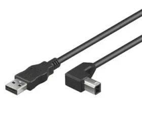 PremiumCord Kábel USB 2.0 AB 90° čierna / Kábel / USB 2.0 / 1 m (ku2ab1-90)