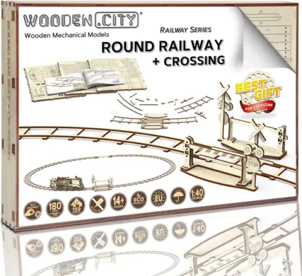 Wooden City 3D Drevené puzzle Kruhové koľaje s prejazdom