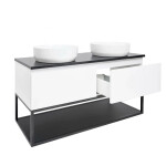 Kúpeľňová skrinka so žulovou krycou doskou SAT B-Way 119x30x45 cm biela lesk BWAY120WZUBF BWAY120WZUBF