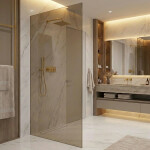 CERANO - Sprchová zástena Walk-in Crystal Ľ/P - 8 mm - bezvzperový systém - zlatá, bronzové sklo - 110x200 CER-690343